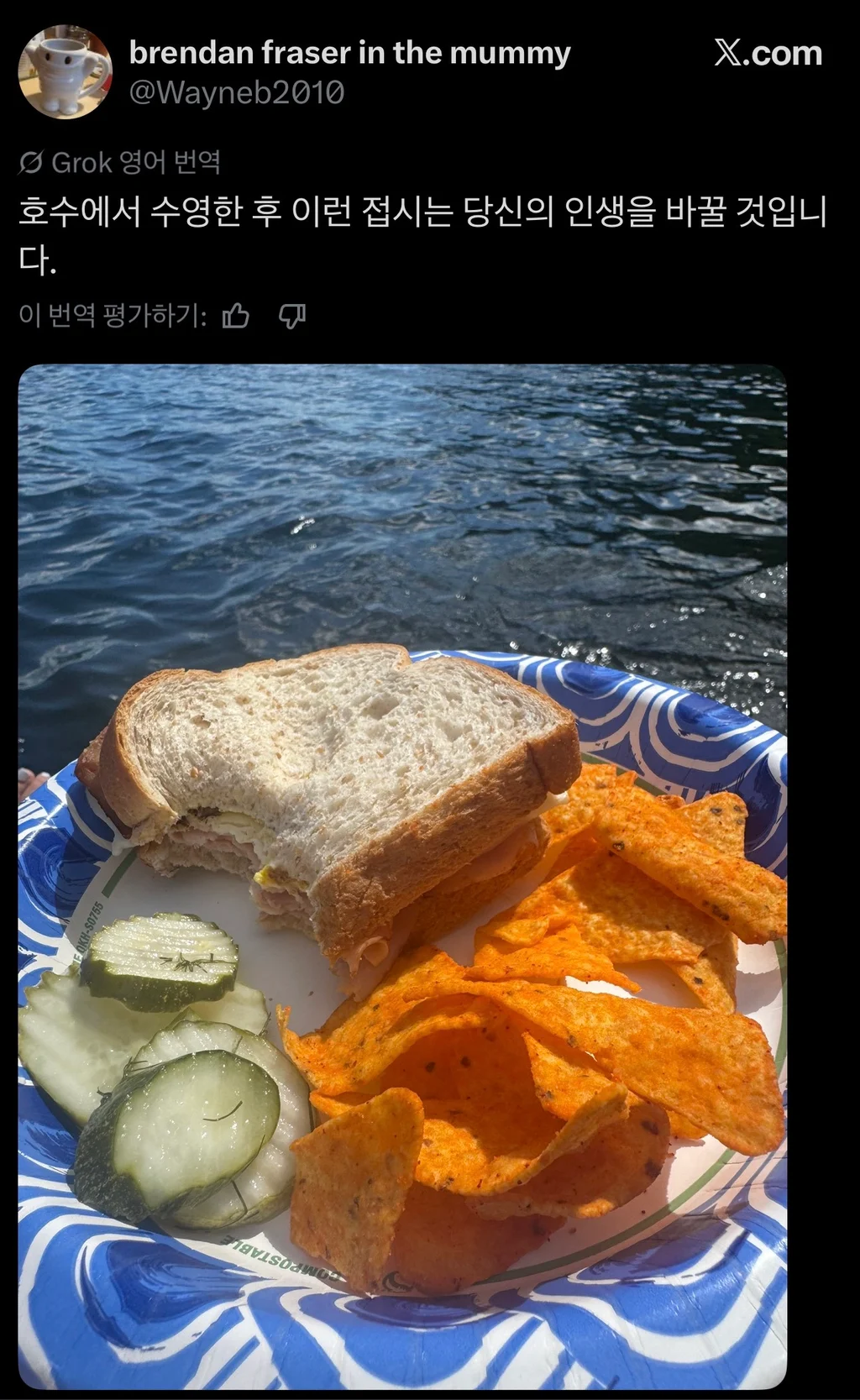 외국인 : 수영하고 나서는 이런거 먹는게 섹스임 ㅋㅋ