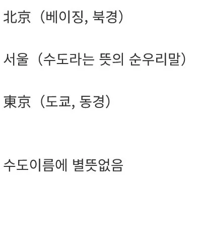 동아시아 국가들 수도 이름 특징.toon