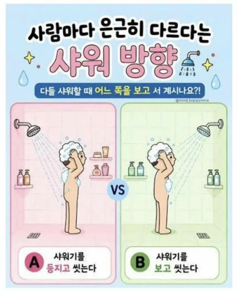 사람마다 갈린다는 샤워 방향