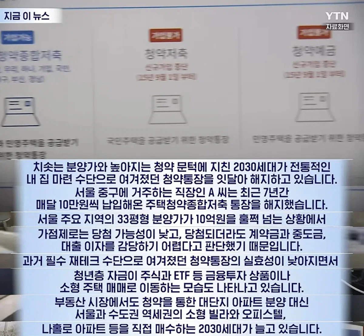 주택청약통장 무더기로 해지 중인 2030