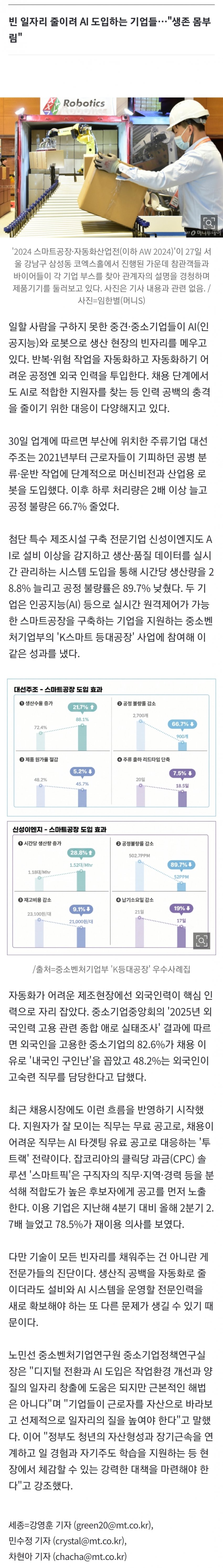 이 월급 받고 밤샘까지? 청년 떠난 빈자리 로봇·외국인이 채웠다 (6)