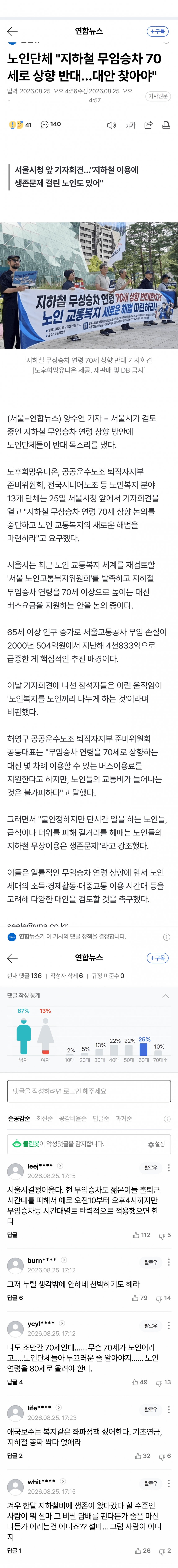 서울 지하철 무임연령 70세 상향 논란 (2)