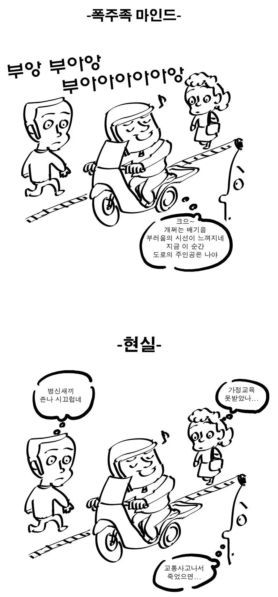 오토바이 폭주족 마인드와 현실