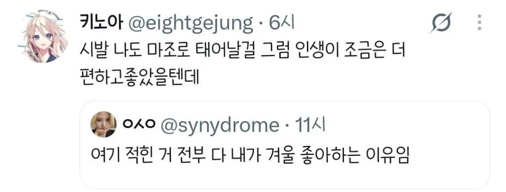 겨울이 오는게 끔찍하게 싫다...twt (3)
