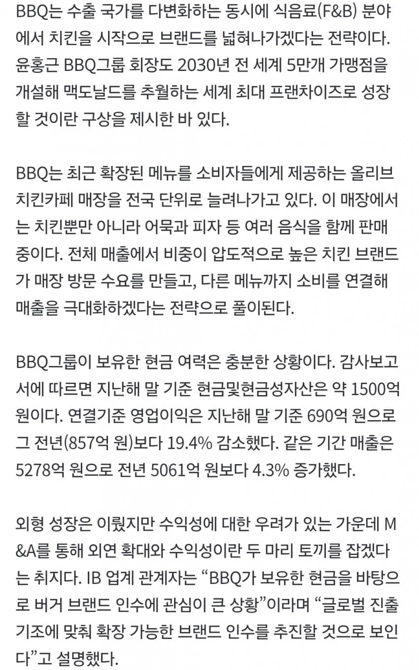 BBQ, 햄버거로 영토 확장…프랭크버거 등 버거브랜드 인수 검토 (5)
