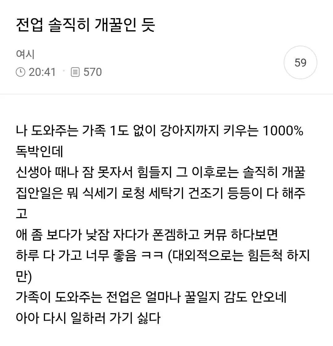 전업 솔직히 개꿀인듯