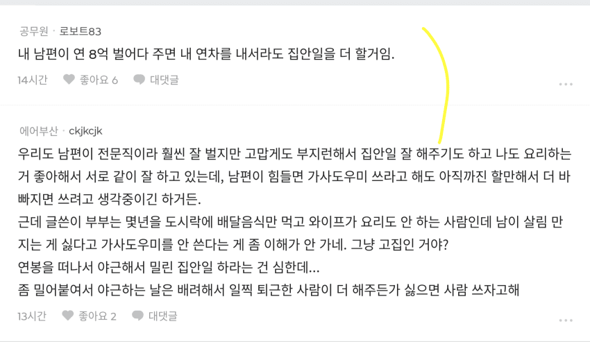연봉 20배 차이나도 집안일은 반반해야해? (8)