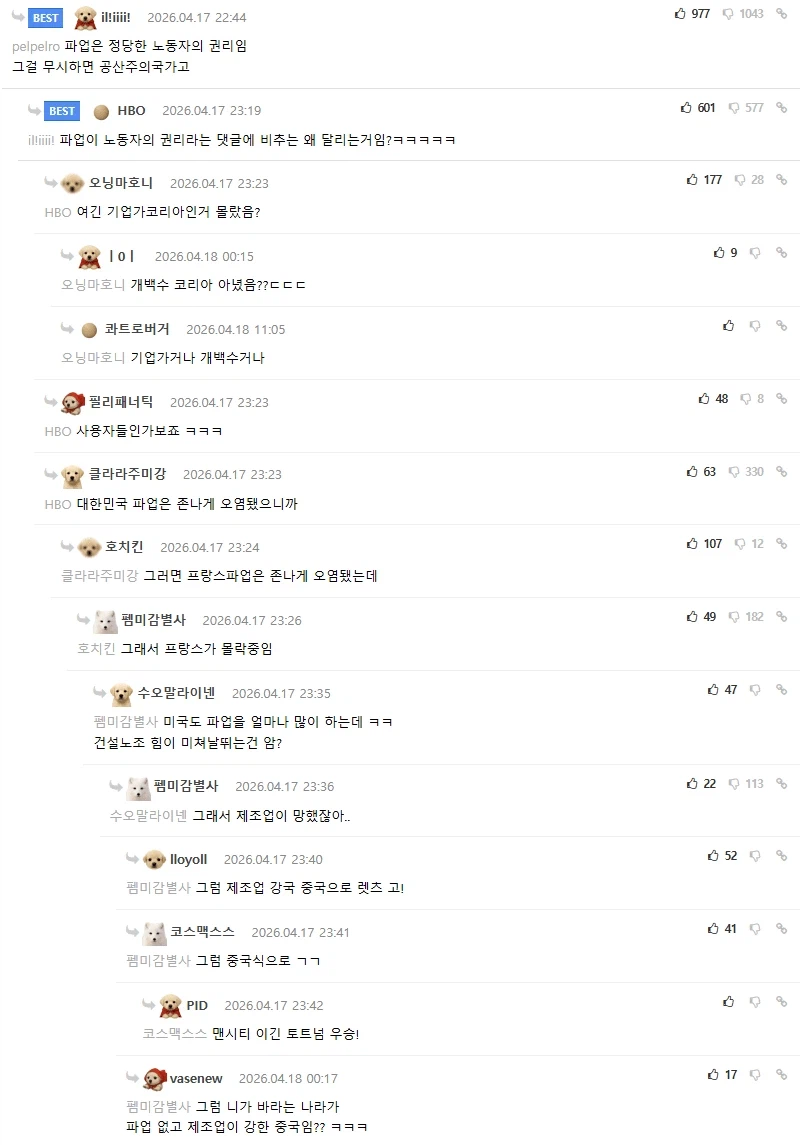 “파업은 노동자의 정당한 권리임” 비추: 1043개