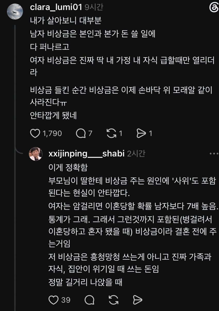 비상금 4천8백 걸린 아내의 반응 및 여자 쉴드 댓글들 (5)
