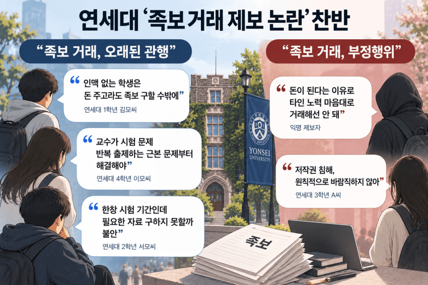 [단독] "족보 거래글 싹 다 제보” 연세대, 내부 고발에 재시험까지 (5)