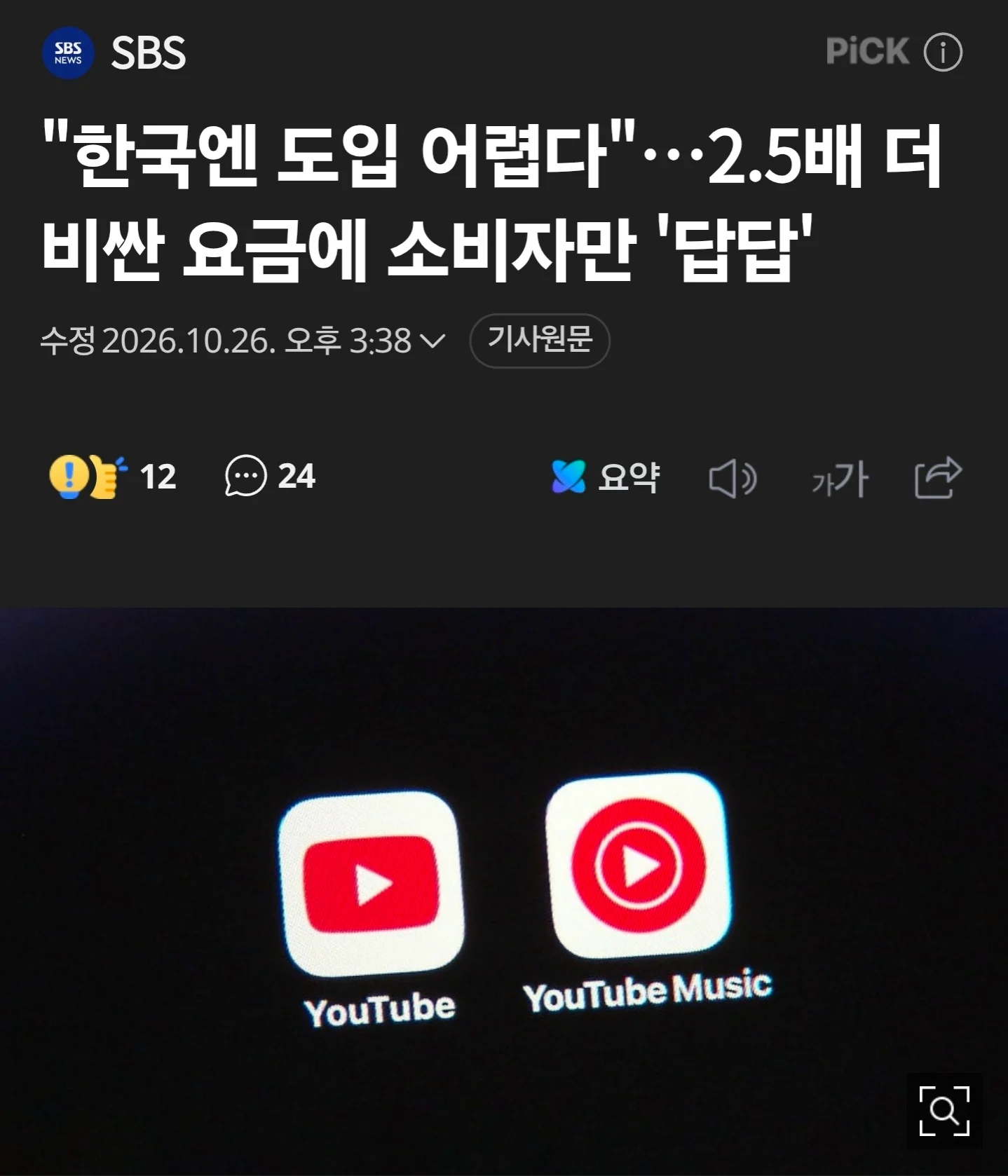유투브 "한국은 가족요금제 도입불가"