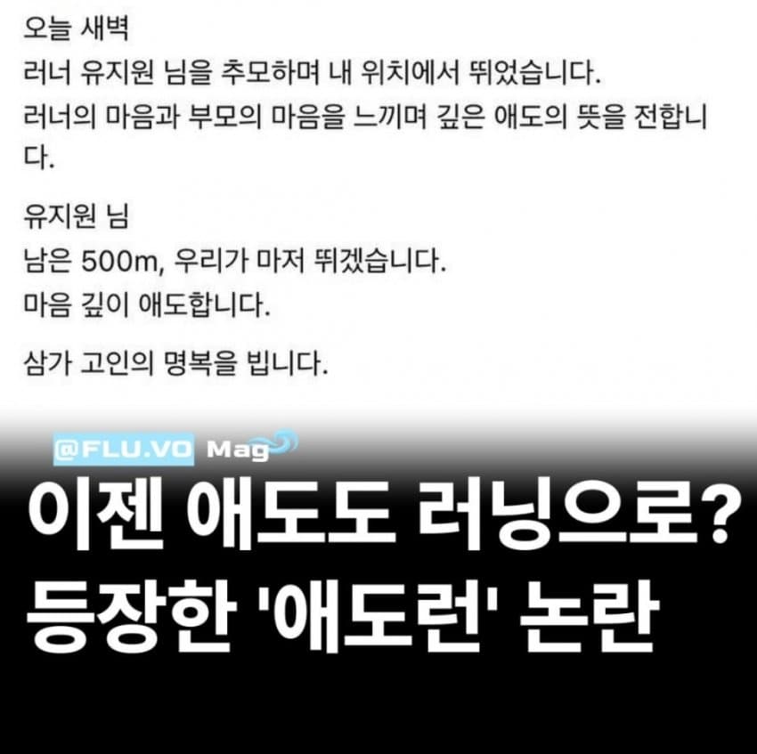 기괴하다vs뭐 어때로 갈린다는 마라톤 추모 (3)