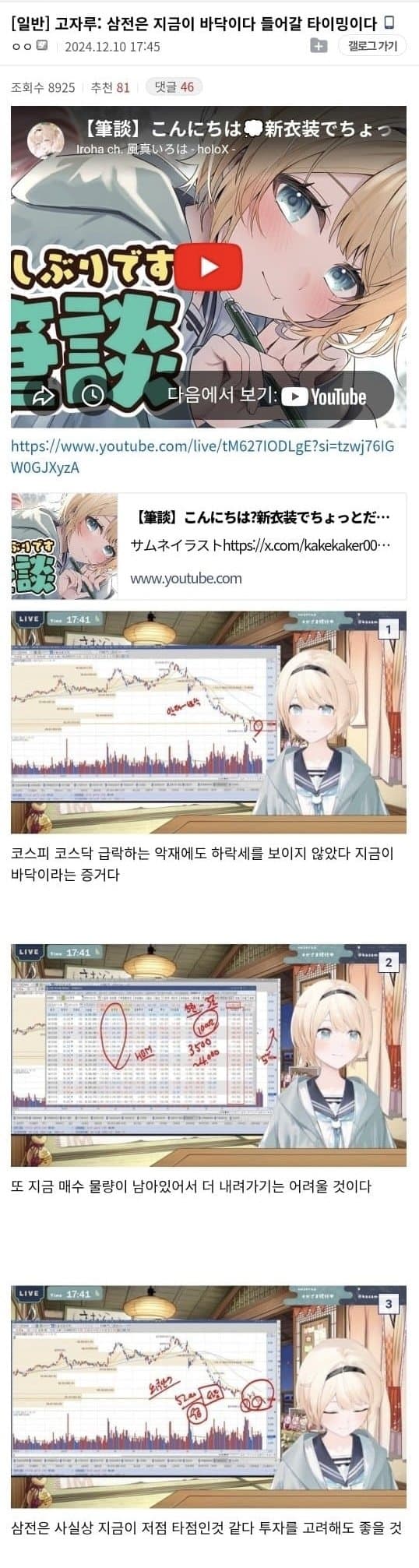 24년에 삼전 바닥 예측한 버튜버