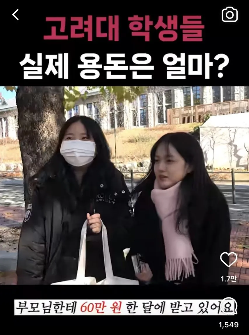 대학생들 용돈 논란