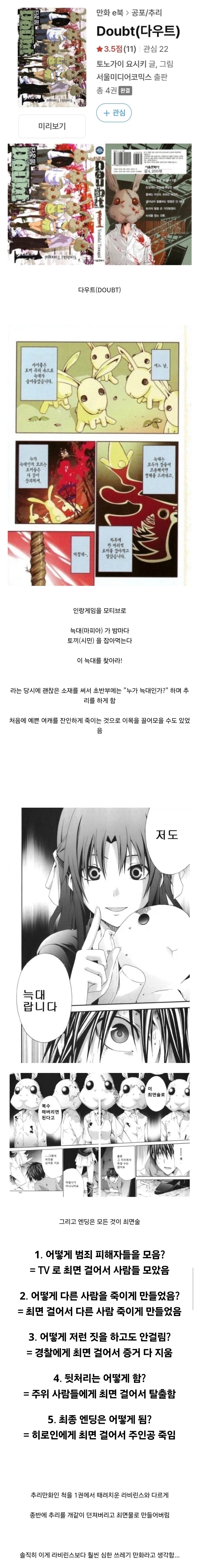 모든 추리 만화를 통틀어 엔딩만은 원탑이라고 생각하는 만화