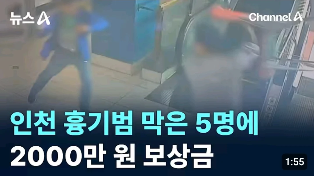 인천 흉기난동범 제압한 시민들 포상금 2000만원 지급