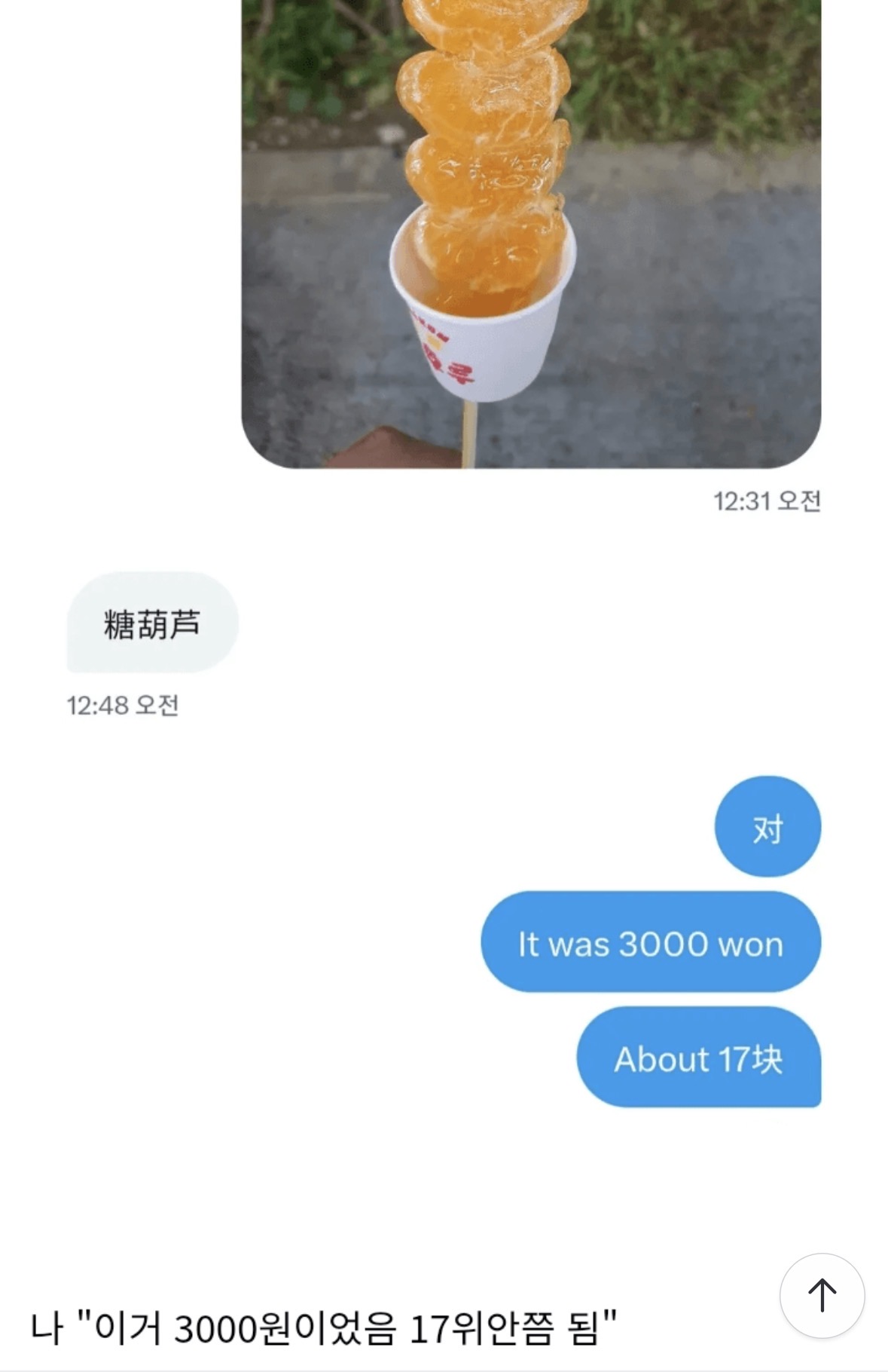 한국 탕후루 가격을 알게 된 중국인 (2)