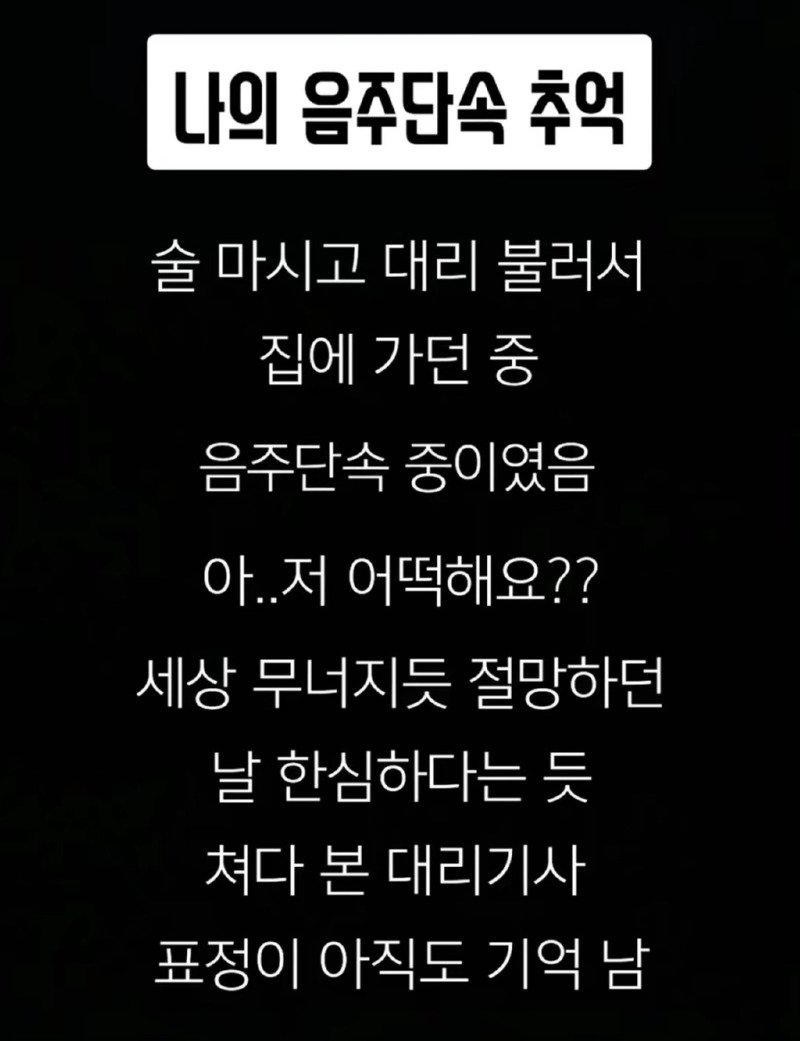 술 마시고 집 가는데 음주단속 있어.. 어떻..