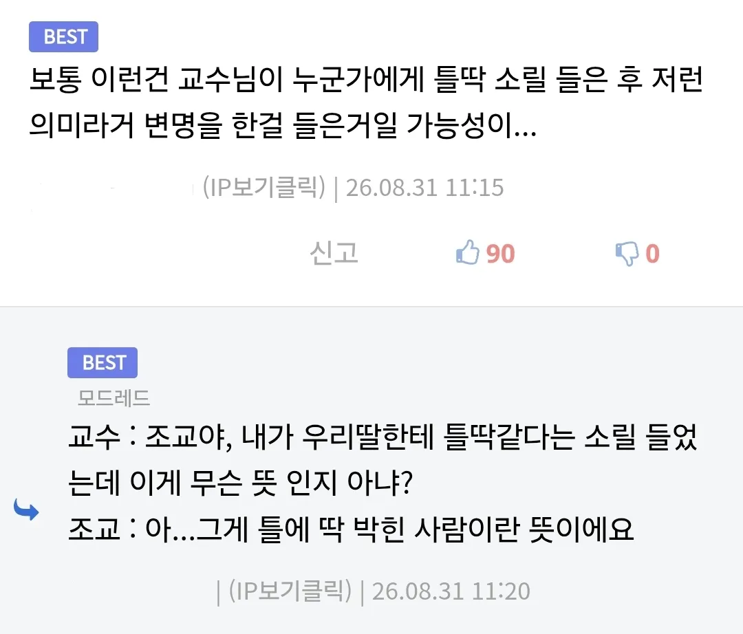 대학생 시절 교수님이 강의 중 "틀딱"을 언급했던 경험 (2)