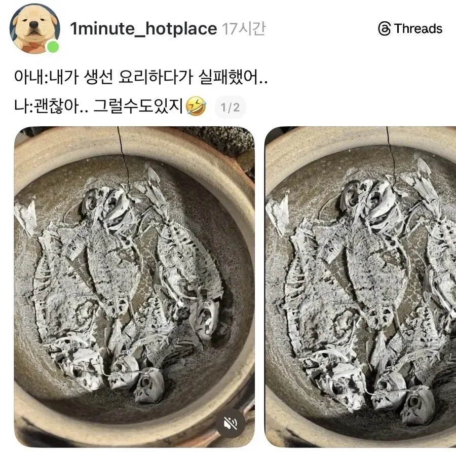 생선 요리 실패했다는 아내