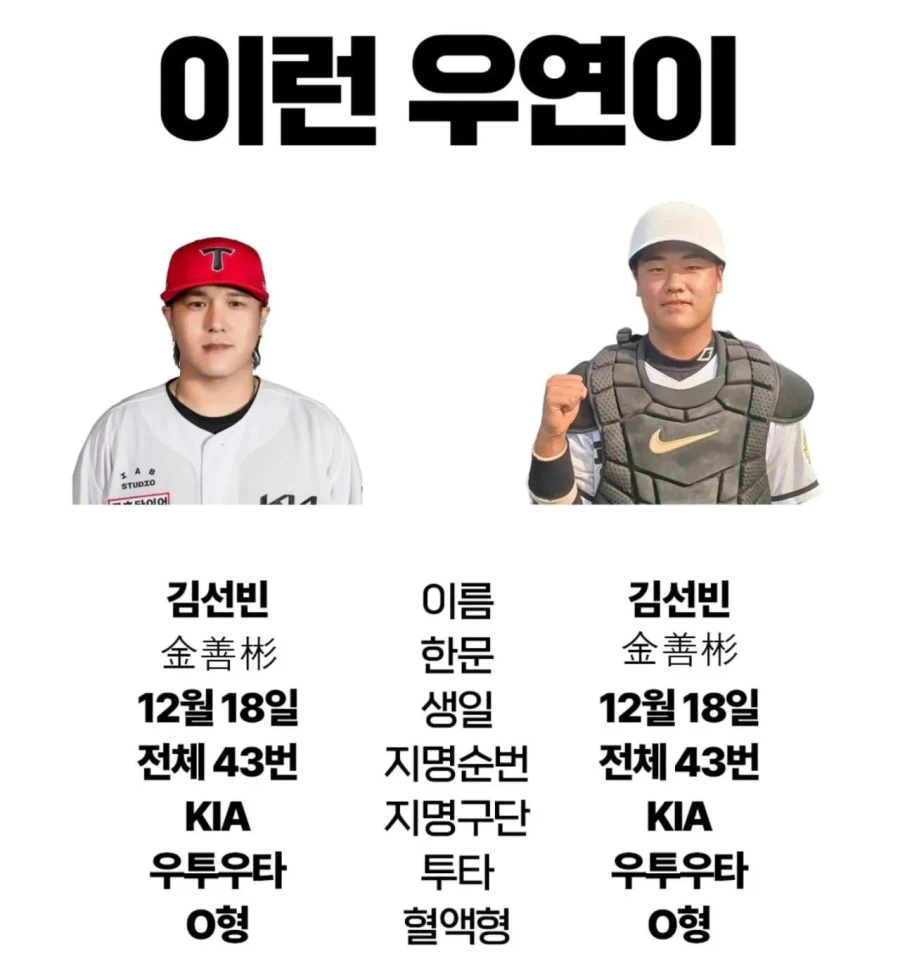 오늘자 야구 드래프트에서 일어난 말도 안 되는 우연