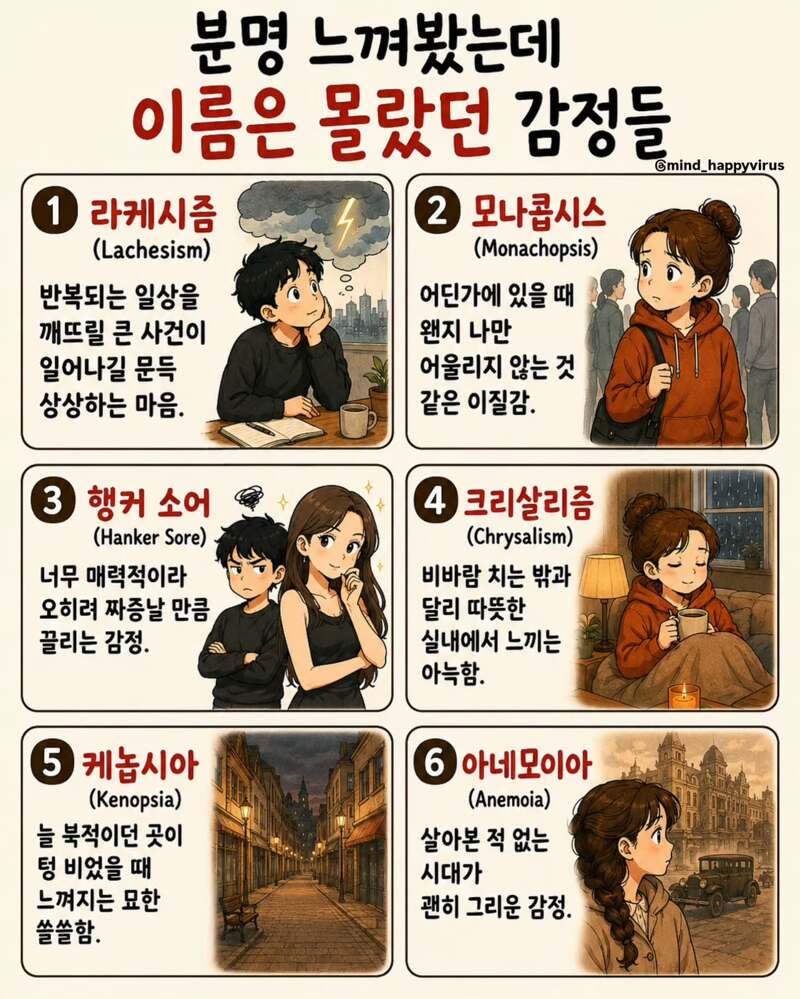 분명 느껴봤는데 이름은 몰랐던 감정들