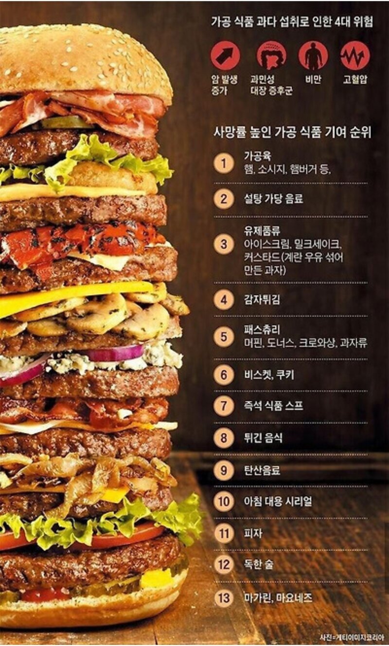 사망률 높인(?) 가공 식품 순위