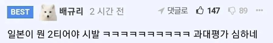 일본 언론의 월드컵 순위 티어에 대한 한국 반응