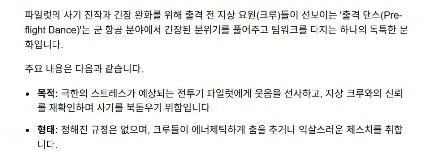 파일럿 사기 진작용 출격 댄스