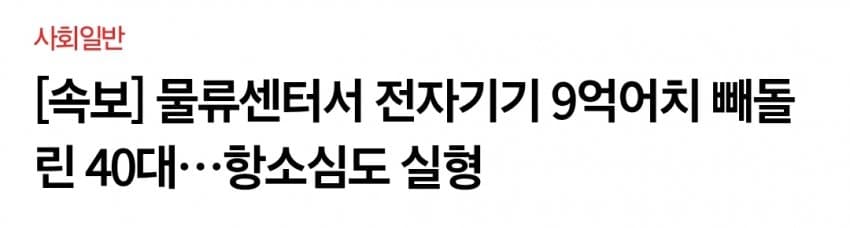 물류센터서 전자기기 9억원어치 빼돌린 40대 실형