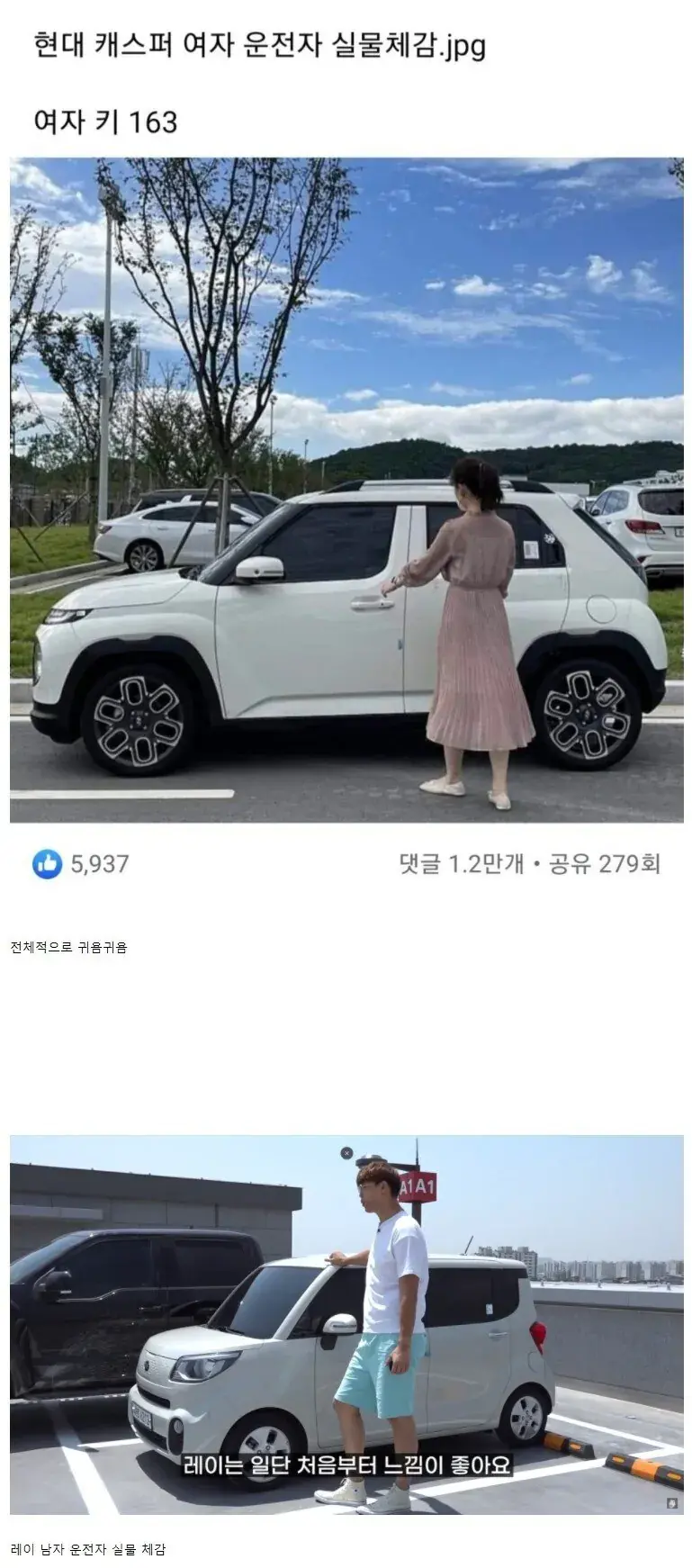 경차가 남자,여자 차이가 심하구나