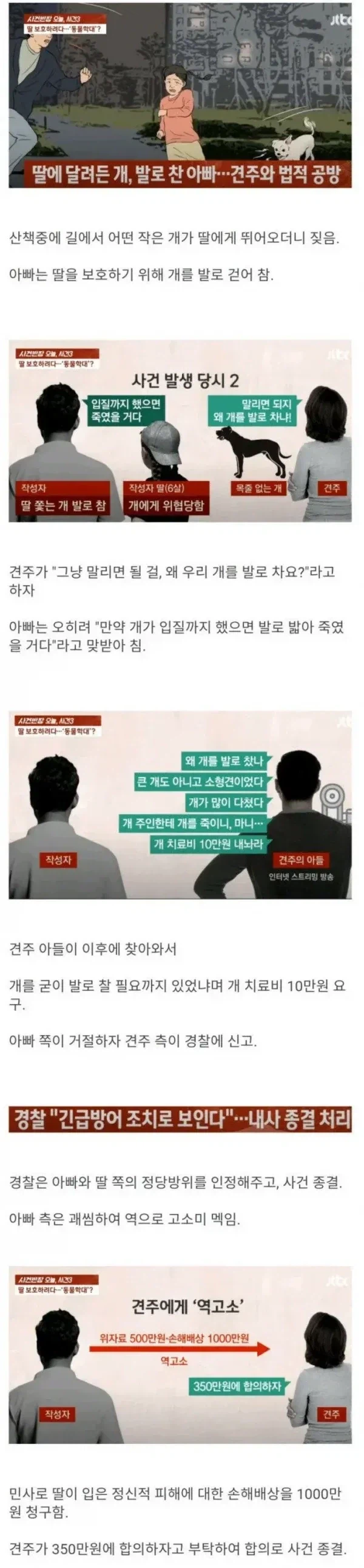 딸에게 달려든 개를 걷어찼더니 치료비 요구하는 견주
