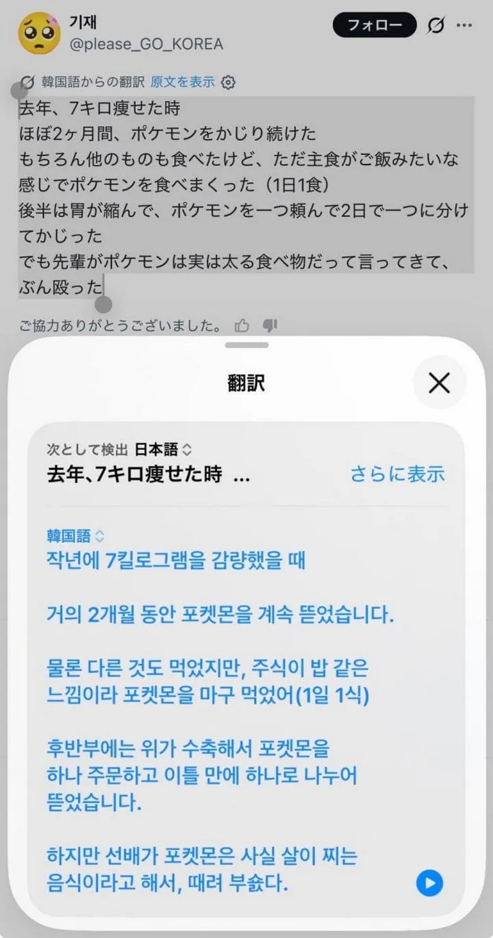 살빼려고 매일 포켓몬(?)을 갉아먹은 한국인