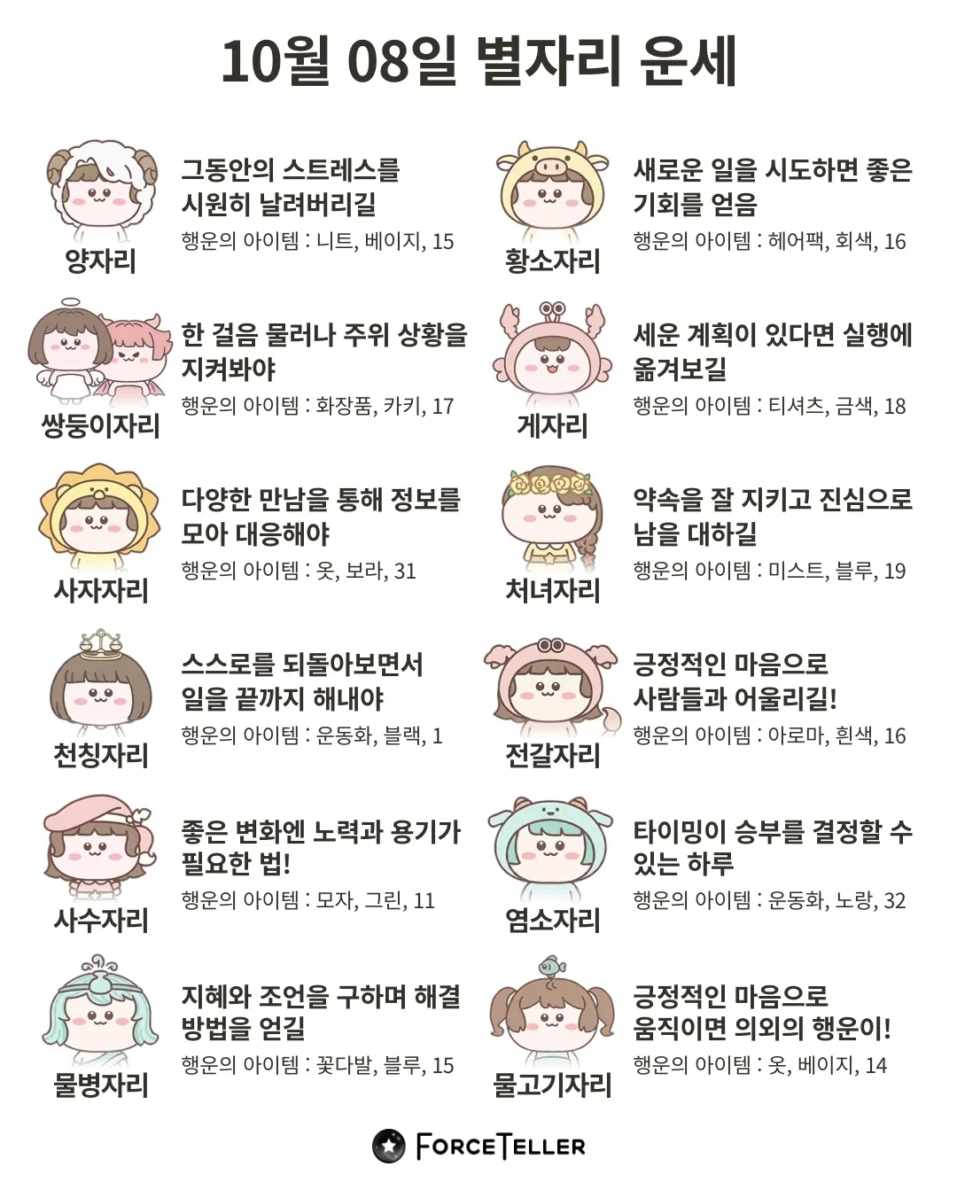 🍀10월 8일 별자리/띠별 운세🍀 (2)