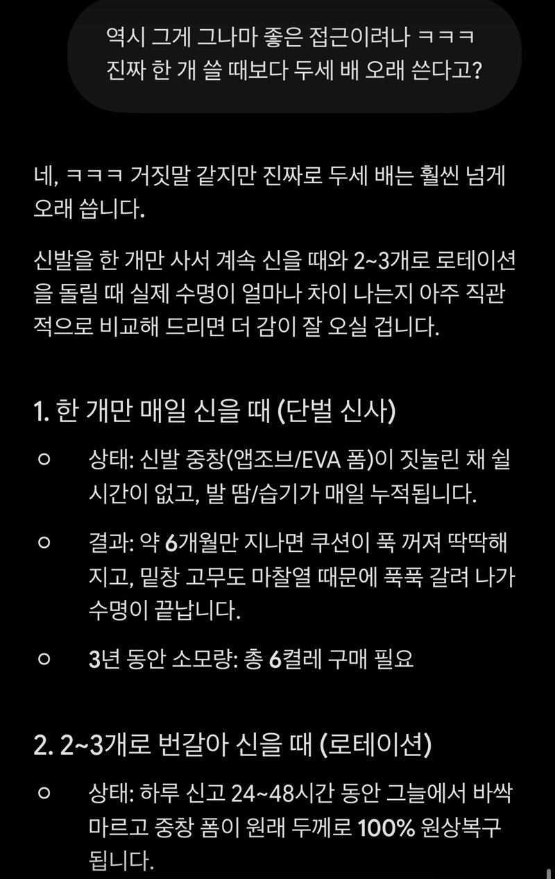 님들 이거 진짜임? 신발 로테이션으로 신으면 더 오래 신음?