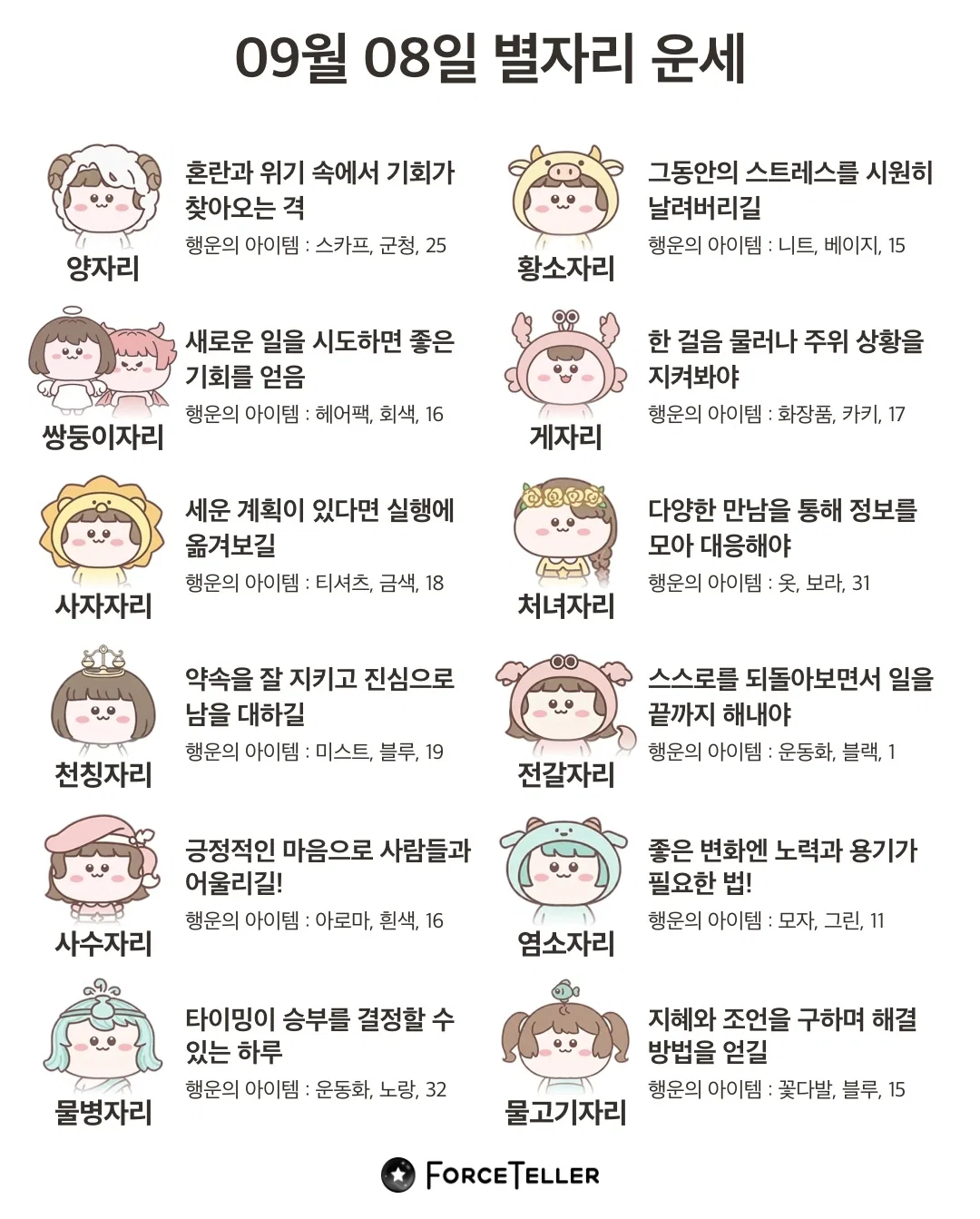 🍀9월 8일 별자리/띠별 운세🍀 (2)