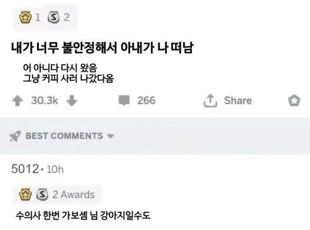내가 너무 불안정해서 아내가 떠났음