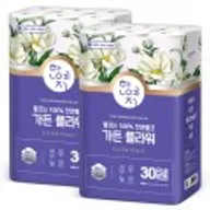 한예지 가든 플라워 3겹 천연펄프 화장지, 30m, 30롤, 2팩