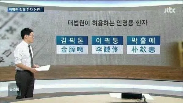 대법원이 허용하는 인명용 한자