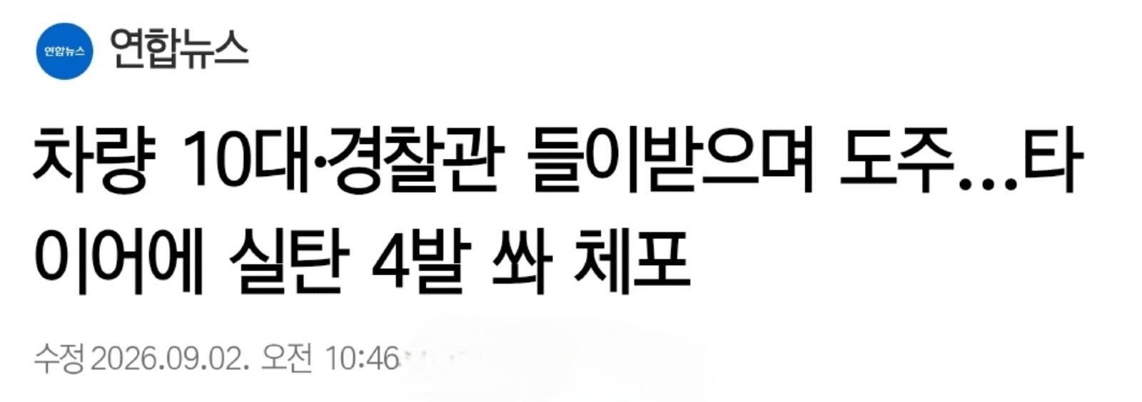 타이어에 실탄 4발 쏴 체포..차량 10대·경찰관 들이받으며 도주