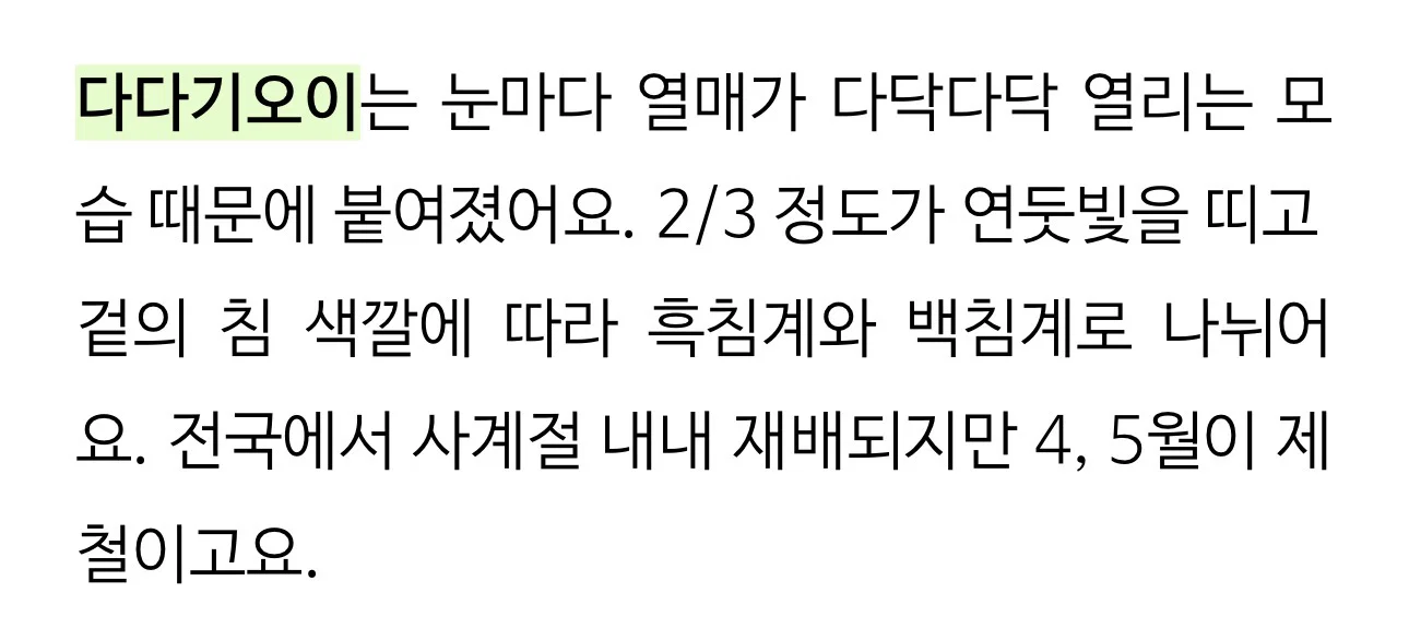 우리나라에서 수도권&충청도 / 전라도 / 경상도&제주도 지역마다 다르다는 채소