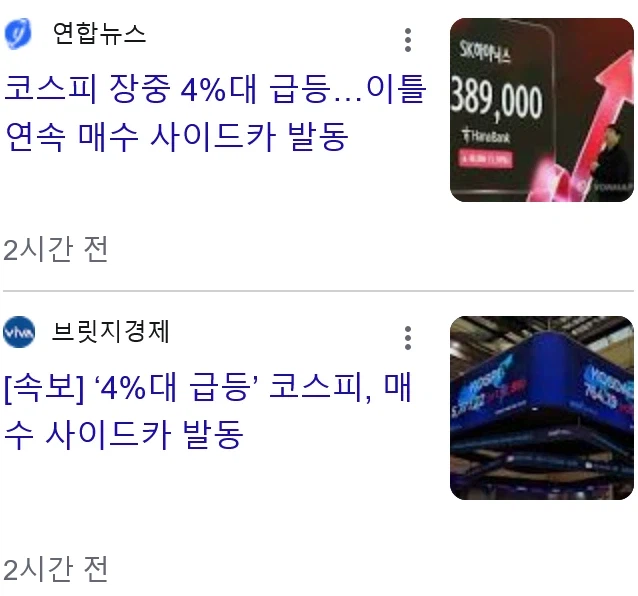코스피 이틀 연속 상승 사이드카