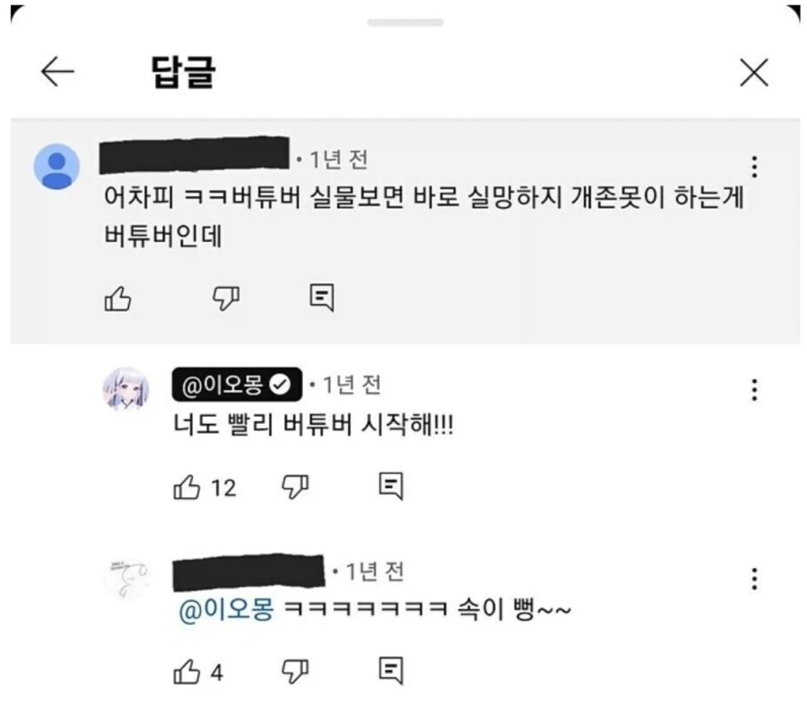 악플에 대처하는 버튜버 자세