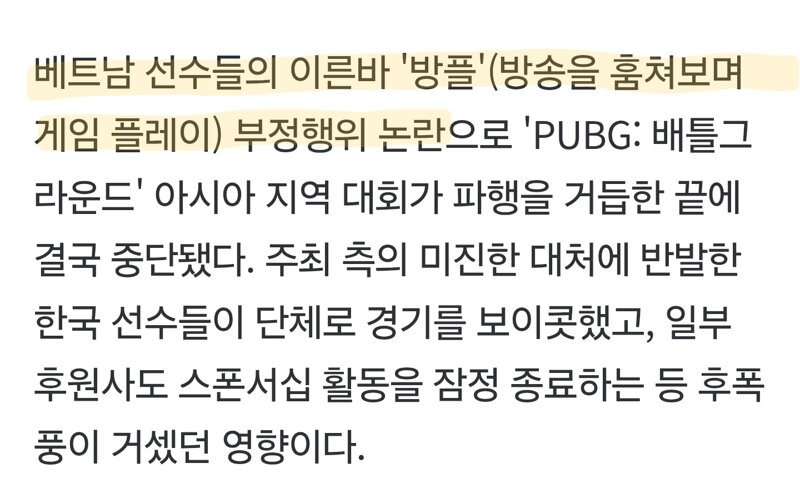 베트남 선수 '방플' 논란에 PUBG 아시아 대회 파행 (2)