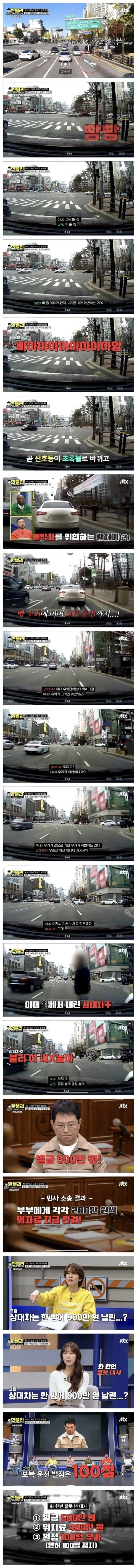 한방에 벌금900 벌점100점 때려맞은...