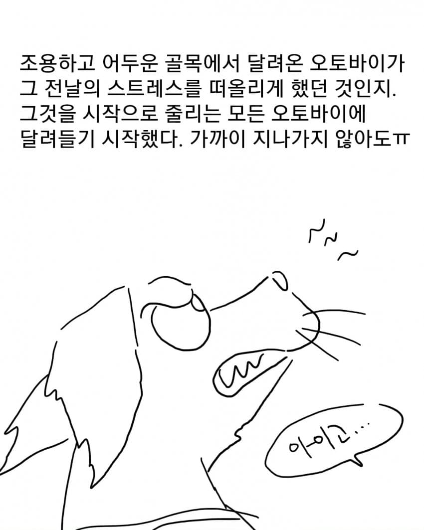 오토바이 무서워하는 강아지 교육하는 만화 (22)