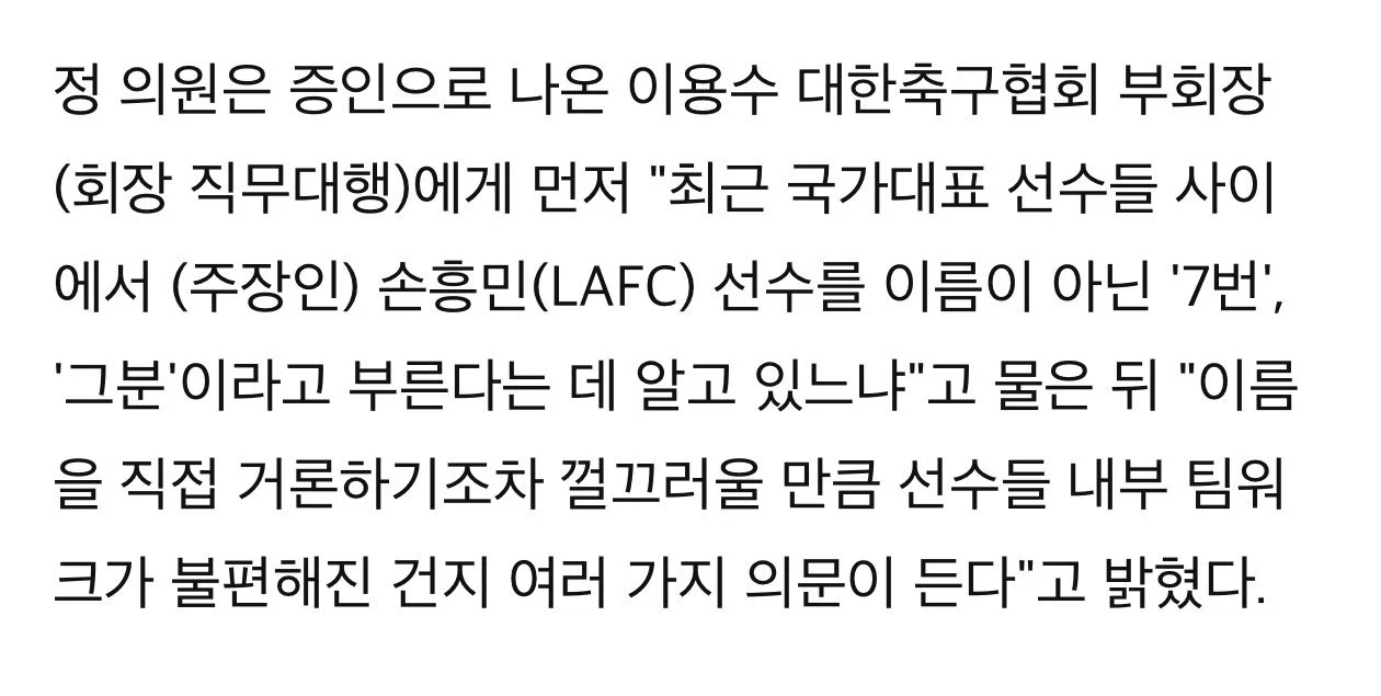 "손흥민을 7번이라 부른다고?" 국감장에도 오른 태극전사 불화설 (2)