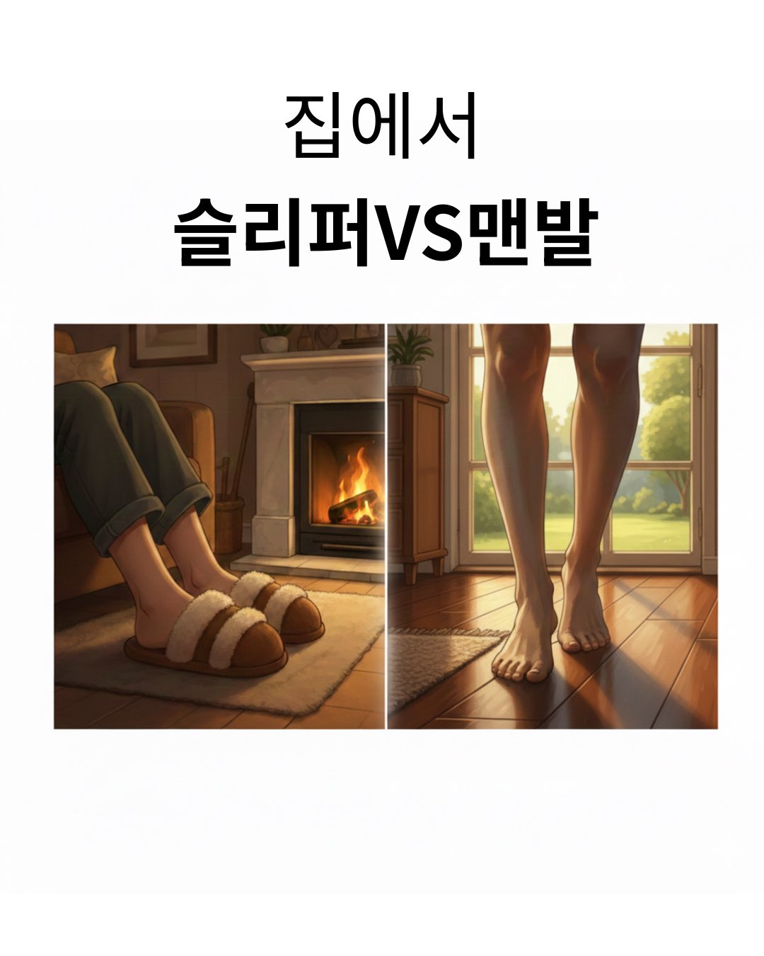 집에서 슬리퍼 VS 맨발