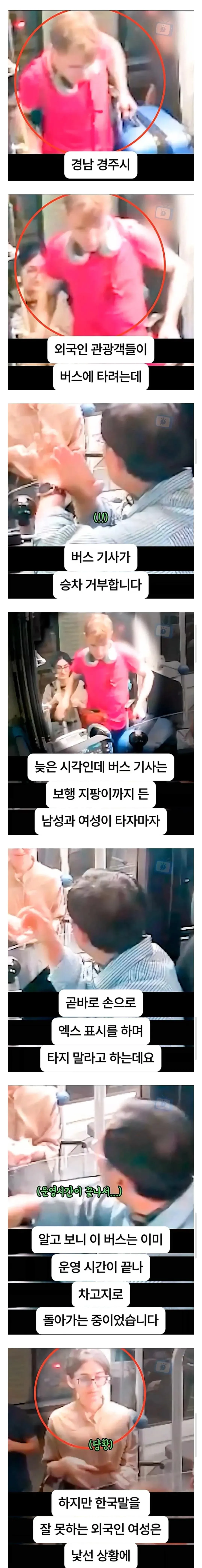버스 승차 거부 당하는 줄 안 외국인 관광객들