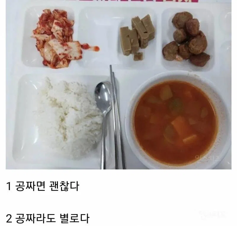 점심식사 공짜로 주는 회사 취직했는데 메뉴가 이렇게 나온다면 기분 어떨 거 같아?